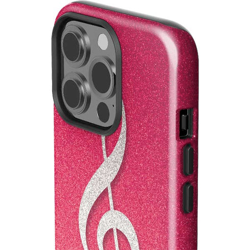 Pink Glitter Music Note iPhone 15 Pro Impact Case